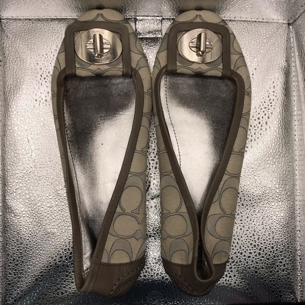 Coach Women's Tan Logo Ballet Flats